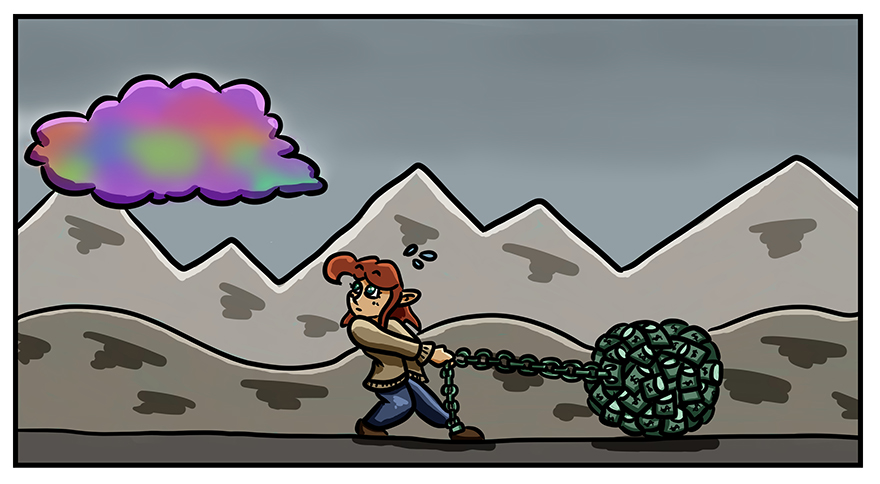 Money is simultaneously a crutch and an obstacle.